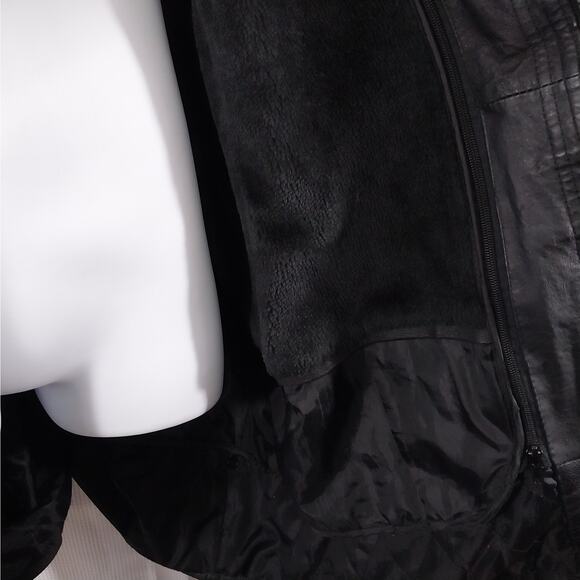 PRESTIGE LEATHER! BLACK GENUINE LEATHER BELTED WAIST HOODIE COAT, JACKET! SZ 2XL - Picture 7 of 15